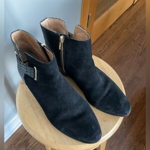 Black Ankle Boots with Gold Zipper